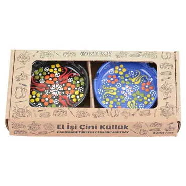 Turkish Ceramic Ashtray Set of 3 pcs 7,5 cm - Standart - 4