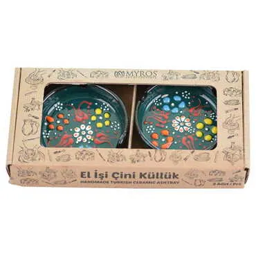 Turkish Ceramic Ashtray Set of 3 pcs 7,5 cm - Standart - 5