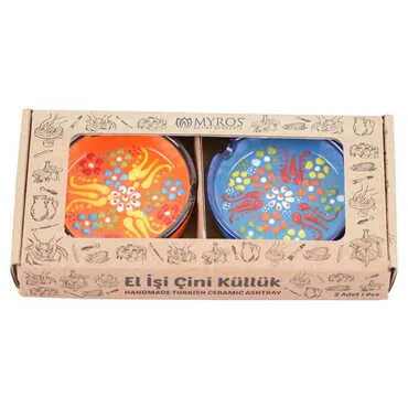 Turkish Ceramic Ashtray Set of 3 pcs 7,5 cm - Standart - 6