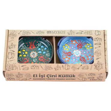 Turkish Ceramic Ashtray Set of 3 pcs 7,5 cm - Standart - 8