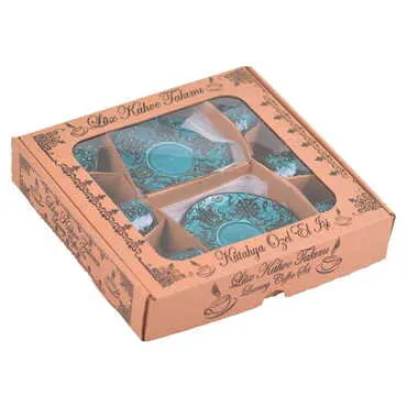 Turkish Ceramic Turquoise Coffee Glass Set of 6 Pcs - 2