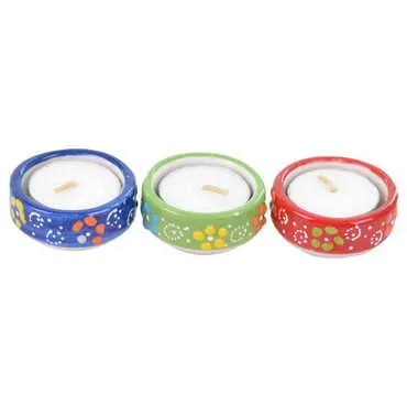 Turkish Ceramic Relief Tealight Holder Set of 3 pcs - Standart - 2