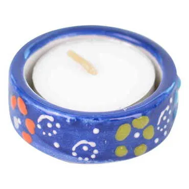 Turkish Ceramic Relief Tealight Holder Set of 3 pcs - Standart - 5
