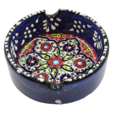 Sığacık Themed Turkish Ceramic Special Relief Ashtray Small Size - 2
