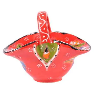 Turkish Ceramic Handpainted Basket Small Size - 2