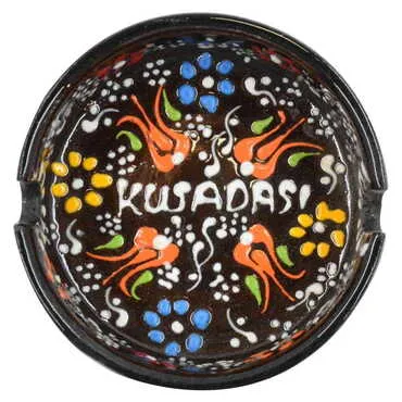Kusadasi Themed Turkish Ceramic B Serie Ashtray Small Size - Standart
