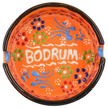 Bodrum Themed Turkish Ceramic B Serie Ashtray Medium Size