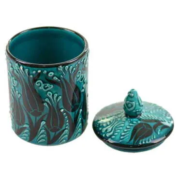Turkish Ceramic Turquoise Spice Jar - 2