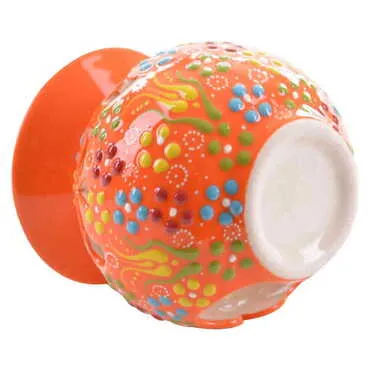 Turkish Ceramic Relief Oil Burner with Candle Holder - 3