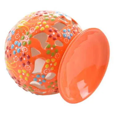 Turkish Ceramic Relief Oil Burner with Candle Holder - 4