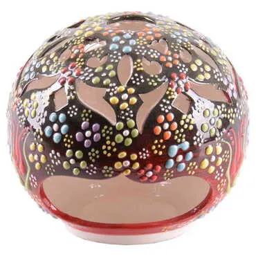 Turkish Ceramic Relief Engraved Candle Holder - 3