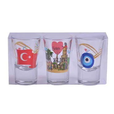 Belek Themed Shot Glass Set of 3 Pcs