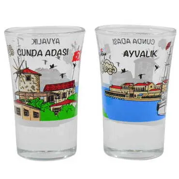 Ayvalik Themed Shot Glass Set of 2 Pcs - Standart - 4