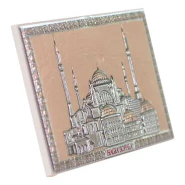 Hagia Sophia Themed Silver Plated Desktop Decor White 78X125 Mm - Standart - 2