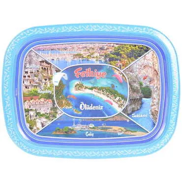 Fethiye Region Themed Customised Printed Tin Serving Tray 305x235 mm