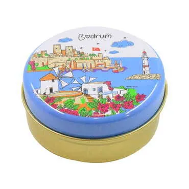 Bodrum Themed Round Tin Gift Box 73x35 mm - Standart - 2