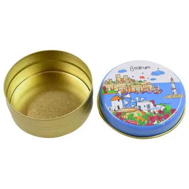 Bodrum Themed Round Tin Gift Box 73x35 mm - Standart - 3
