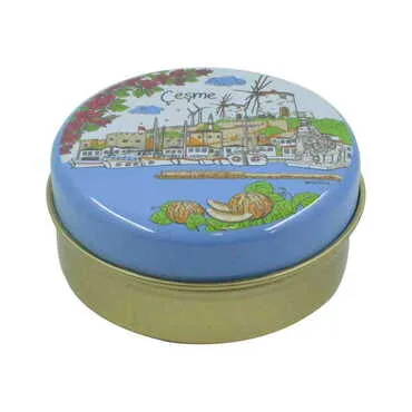 Toptan Çeşme Temalı Myros Yuvarlak Metal Kutu 73x35 mm - Standart - 4