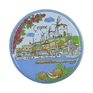 Toptan Çeşme Temalı Myros Yuvarlak Metal Kutu 73x35 mm - Standart - 5