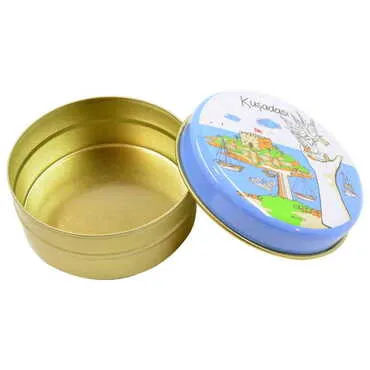 Toptan Kuşadası Temalı Myros Yuvarlak Metal Kutu 73x35 mm - Standart - 2