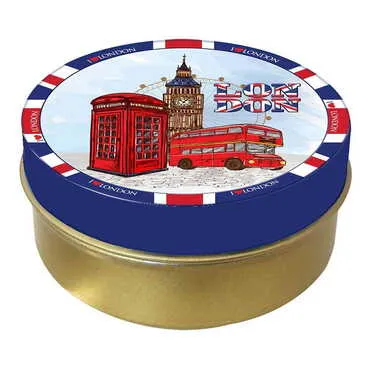 City Themed Round Tin Gift Box 73x35 mm - Standart - 2