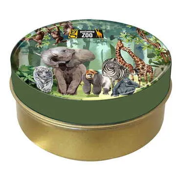 Toptan Hayvanat Bahçesi Temalı Myros Yuvarlak Metal Kutu 73x35 mm