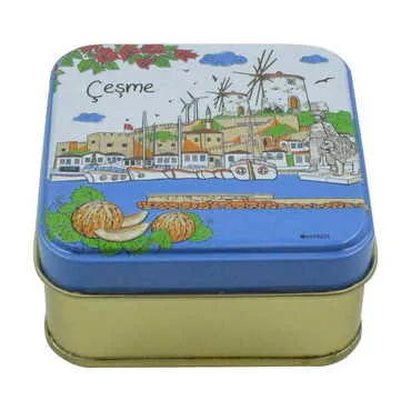 Cesme Themed Customised Round Tin Metal Box 75x75x35 mm - Standart - 2
