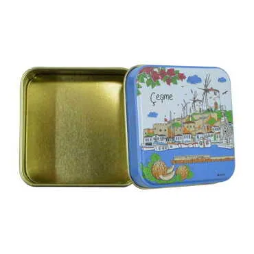 Cesme Themed Customised Round Tin Metal Box 75x75x35 mm - Standart - 3