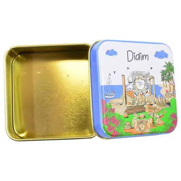 Didim Themed Customised Round Tin Metal Box 75x75x35 mm - Standart - 3