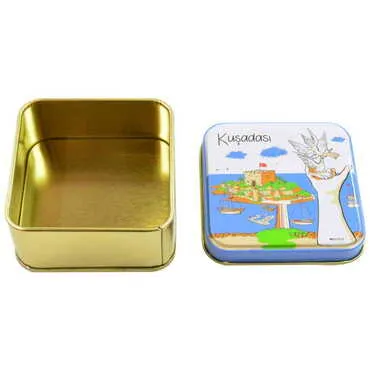 Kusadasi Themed Customised Round Tin Metal Box 75x75x35 mm - Standart - 2