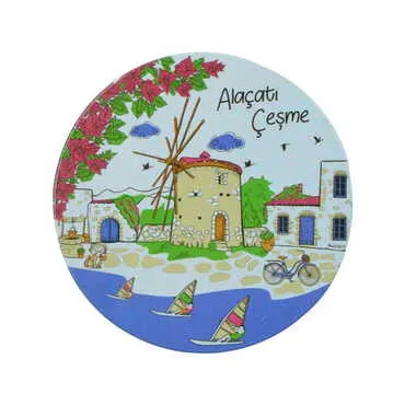 Alacati Region Themed Customised Metal Tin Coaster 90 mm - Standart - 2