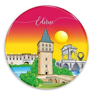 Edirne Themed Customised Metal Tin Coaster 90 mm - Standart - 3
