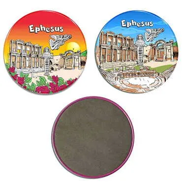 Toptan Efes Temalı Myros Metal Bardak Altlığı 90 mm