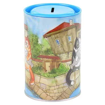 Toptan Kedi Temalı Myros Metal Kumbara 83x83x125 mm - 2