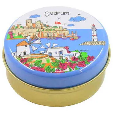 Toptan Bodrum Temalı Myros Metal Kutu Mum 73x35 mm - Standart - 2