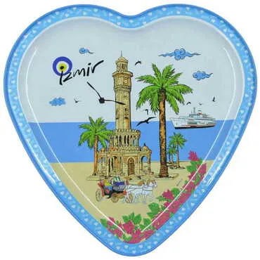 Izmir Themed Metal Heart Shaped Tray - Standart