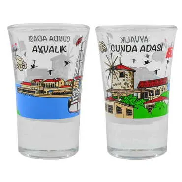 Toptan Ayvalık Temalı Baskılı Shot Bardak 45x70 mm - Standart - 3