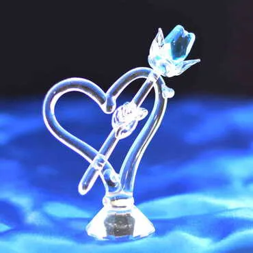Crystal Rose Heart Figurine