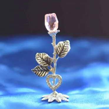 Crystal Metal Rose Figurine
