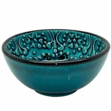 Turkish Ceramic Turquoise Bowl 8 Cm - 3