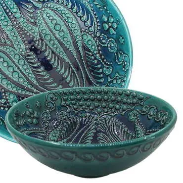 Turkish Ceramic Turquoise Bowl 16 Cm