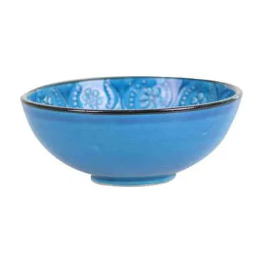 Side Themed Turkish Ceramic Turquoise Bowl 16 Cm - 2