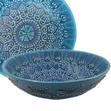 Turkish Ceramic Turquoise Bowl 20 Cm