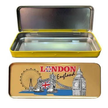 City Themed Customised Metal Tin Pencil Case 210x80x25 mm - Standart - 2