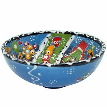 Turkish Ceramic Engraved Relief Bowl 13 Cm - 3