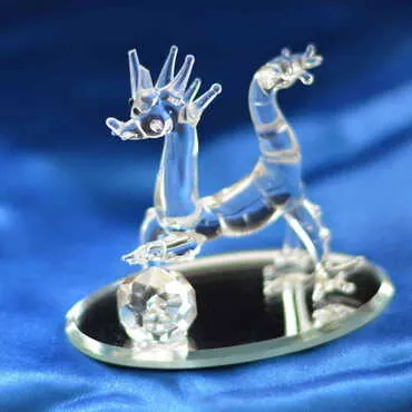 Crystal Dragon Holding Ball Figurine