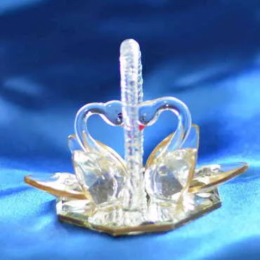Crystal Couple Swans in Gilding Basket Figurine No. 2