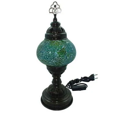 Turkish Mosaic Cracked Gooseneck Desktop Lamp No:2 - Standart