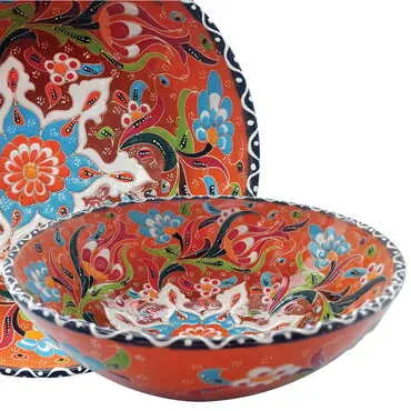 Turkish Ceramic Engraved Relief Bowl 20 Cm