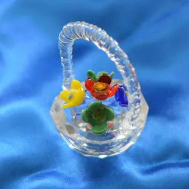 Crystal Flower Basket Figurine Small Size - 2